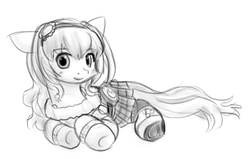 Size: 553x352 | Tagged: safe, artist:alloyrabbit, pony, hyperdimension neptunia, monochrome, ponified, solo