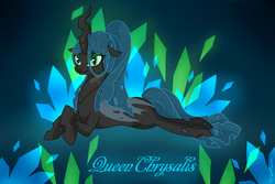 Size: 2592x1728 | Tagged: safe, artist:watermelonna, queen chrysalis, changeling, changeling queen, g4, alternate hairstyle, female, ponytail, solo