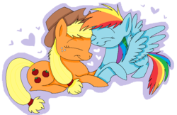 Size: 772x500 | Tagged: safe, artist:epicskunk, applejack, rainbow dash, g4, female, heart, lesbian, ship:appledash, shipping