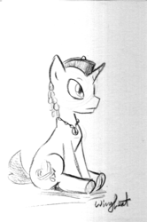 Size: 598x898 | Tagged: safe, artist:wingbeatpony, oc, oc only, monochrome, solo