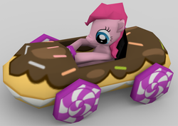 Size: 720x510 | Tagged: safe, pinkie pie, oc, g4, 3d, blender, candy, kart, low poly, micro, micro ponies, micro pony not even pre alpha, model, ponykart, prototype, solo