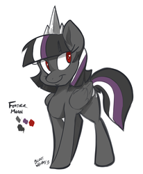 Size: 2471x3000 | Tagged: safe, artist:bluntwhiskey, oc, oc only, oc:feathermoon, offspring, parent:king sombra, parent:twilight sparkle, parents:twibra, reference sheet, solo
