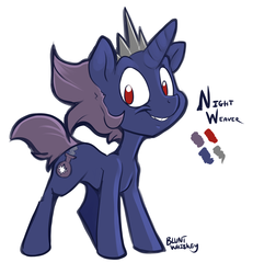 Size: 2003x2166 | Tagged: safe, artist:bluntwhiskey, oc, oc only, oc:nightweaver, offspring, parent:king sombra, parent:twilight sparkle, parents:twibra, reference sheet, solo