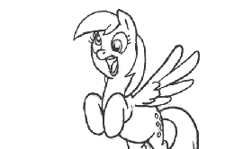 Size: 420x280 | Tagged: safe, artist:countcarbon, derpy hooves, alicorn, pony, g4, animated, cute, derpabetes, derpicorn, female, frame by frame, holding breath, hoofy-kicks, look of disapproval, meme, puffy cheeks, race swap, rearing, scrunchy face, smiling, spread wings, sweet dreams fuel, thanks m.a. larson, xk-class end-of-the-world scenario