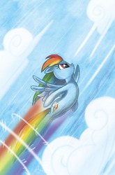 Size: 1266x1920 | Tagged: safe, artist:amy mebberson, idw, rainbow dash, pegasus, pony, g4, my little pony micro-series, comic, cover, female, mare, no logo, solo, textless