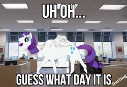 Size: 540x370 | Tagged: safe, edit, rarity, camel, g4, caption, commercial, geico, hump day, species swap