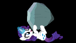 Size: 320x180 | Tagged: safe, artist:tiredbrony, rarity, tom, pony, unicorn, g4, animated, black background, cute, female, glowing horn, happy, horn, magic, on back, open mouth, simple background, smiling, solo, spinning