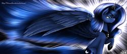 Size: 7000x3000 | Tagged: safe, artist:kitsunehino, princess luna, alicorn, pony, g4, absurd resolution, female, solo, wings