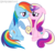 Size: 5110x4838 | Tagged: safe, artist:andreamelody, princess cadance, rainbow dash, g4, absurd resolution, age regression, female, lesbian, ship:cadash, shipping