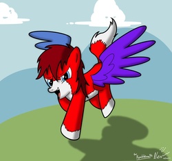 Size: 900x847 | Tagged: safe, artist:nexivian, oc, oc only, pegasus, pony, fanart, odd coat, solo, spread wings, tricolored pony