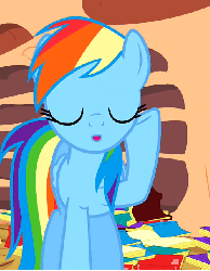 Size: 500x643 | Tagged: safe, screencap, rainbow dash, pegasus, pony, dragon quest, g4, season 2, animated, blinking, book, cute, dashabetes, female, folded wings, gif, looking at you, mare, raised hoof, smiling, solo, talking, wings