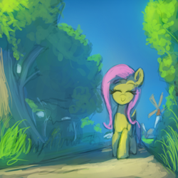 Size: 500x500 | Tagged: safe, artist:grissaecrim, fluttershy, g4, female, scenery, solo