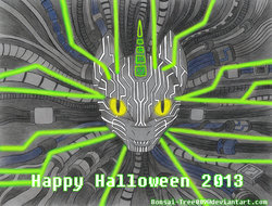 Size: 1024x777 | Tagged: safe, artist:bonsai-tree009, face, halloween, ponified, shodan, system shock, system shock 2