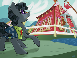 Size: 2652x2000 | Tagged: safe, artist:toasterrepairunit, smarty pants, g4, low angle, ponified, ponyville schoolhouse, school, solo