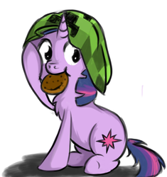 Size: 1000x1062 | Tagged: safe, artist:geneticanomaly, twilight sparkle, g4, cookie, creeper, cute, female, filly, minecraft, solo