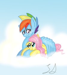 Size: 1024x1141 | Tagged: safe, artist:some-pegasister, fluttershy, rainbow dash, g4, female, half r63 shipping, male, rainbow blitz, rule 63, ship:flutterblitz, shipping, straight