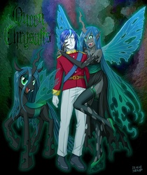Size: 759x905 | Tagged: safe, artist:uotapo, queen chrysalis, shining armor, changeling, changeling queen, human, a canterlot wedding, equestria girls, g4, equestria girls-ified, female, horn, human ponidox, male, ship:shining chrysalis, shipping, straight, wings