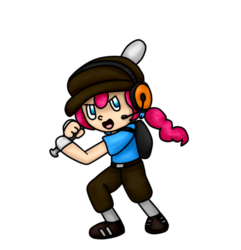 Size: 479x497 | Tagged: safe, artist:inuzelda, pinkie pie, human, g4, crossover, fanfic, female, fusion, humanized, scout (tf2), scoutie pie, solo, team fortress 2, waking nightmares