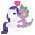 Size: 5000x5000 | Tagged: safe, rarity, spike, dragon, pony, unicorn, g4, absurd resolution, female, heart, i love you, male, mare, ship:sparity, shipping, simple background, straight, transparent background