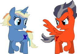 Size: 738x524 | Tagged: safe, artist:cherrycoladippindots, oc, oc only, pegasus, pony, unicorn, xerneas, yveltal, pokémon, pokémon x and y, ponified