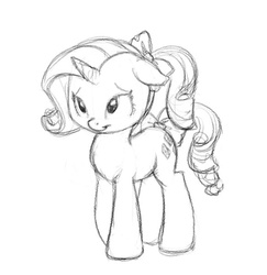Size: 583x600 | Tagged: safe, artist:carnifex, rarity, g4, alternate hairstyle, female, grayscale, monochrome, ponytail, solo