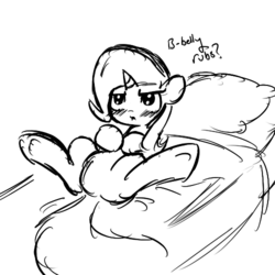 Size: 500x500 | Tagged: artist needed, safe, trixie, pony, unicorn, g4, bellyrubs, blushing, featureless crotch, female, mare, monochrome, solo, spread legs, spreading