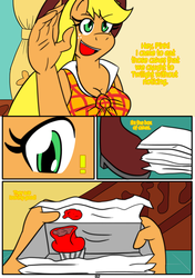 Size: 1230x1746 | Tagged: safe, artist:otakon, applejack, earth pony, anthro, g4, comic, macro