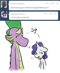 Size: 500x600 | Tagged: safe, rarity, spike, g4, askspikeandrarity, female, male, ship:sparity, shipping, straight, tumblr