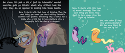 Size: 1228x524 | Tagged: safe, artist:brutamod, applejack, fluttershy, twilight sparkle, earth pony, pony, unicorn, g4, ask-flutterschiavo, butt, comic, female, fossil, mare, plot, skeleton