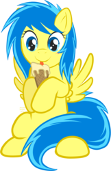 Size: 1108x1707 | Tagged: safe, artist:arastane-siryphia, oc, oc only, oc:blueberry blitz, pegasus, pony, female, ice cream, mare, solo, tongue out