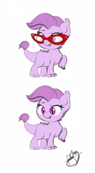 Size: 700x1269 | Tagged: safe, artist:pia-sama, oc, oc only, oc:lavender, dracony, hybrid, artifact, glasses, interspecies offspring, offspring, parent:rarity, parent:spike, parents:sparity, simple background, white background