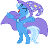 Size: 95x88 | Tagged: safe, artist:seahawk270, trixie, pony, unicorn, g4, bipedal, cape, clothes, female, gif, hat, non-animated gif, pixel art, simple background, solo, transparent background, trixie's cape, trixie's hat