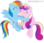 Size: 3253x3132 | Tagged: safe, artist:andreamelody, princess cadance, rainbow dash, g4, age regression, blushing, cadash, female, happy, lesbian, shipping, simple background, transparent background, vector