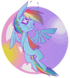 Size: 798x882 | Tagged: safe, artist:dr-idiot, rainbow dash, g4, belly button, clothes, eyepatch, female, flying, pirate, pirate dash, solo