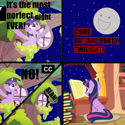 Size: 500x500 | Tagged: safe, twilight sparkle, g4, comic, moon, night