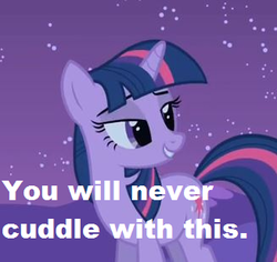 Size: 327x309 | Tagged: safe, edit, edited screencap, screencap, twilight sparkle, pony, unicorn, g4, owl's well that ends well, adventure in the comments, feels, female, lidded eyes, night, snuggling, solo, text, truth, unicorn twilight, you will never x