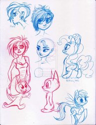 Size: 1024x1328 | Tagged: dead source, safe, artist:jazz-dafunk, pinkie pie, rainbow dash, cat, g4, deviantart watermark, obtrusive watermark, sketch, sketch dump, watermark