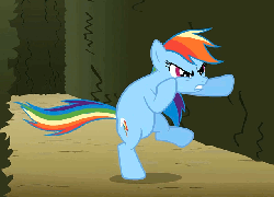 Size: 639x462 | Tagged: safe, screencap, rainbow dash, earth pony, pegasus, pony, the return of harmony, animated, bipedal, boxing, canterlot hedge maze, come at me bro, earth pony rainbow dash, female, gif, loop, maze, punch, solo, species swap, wingless