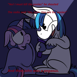 Size: 700x700 | Tagged: safe, shining armor, twilight sparkle, g4, doom, doom: repercussions of evil, exploitable meme, filly, filly twilight sparkle, flashlight (object), meme, shining's scary stories, younger