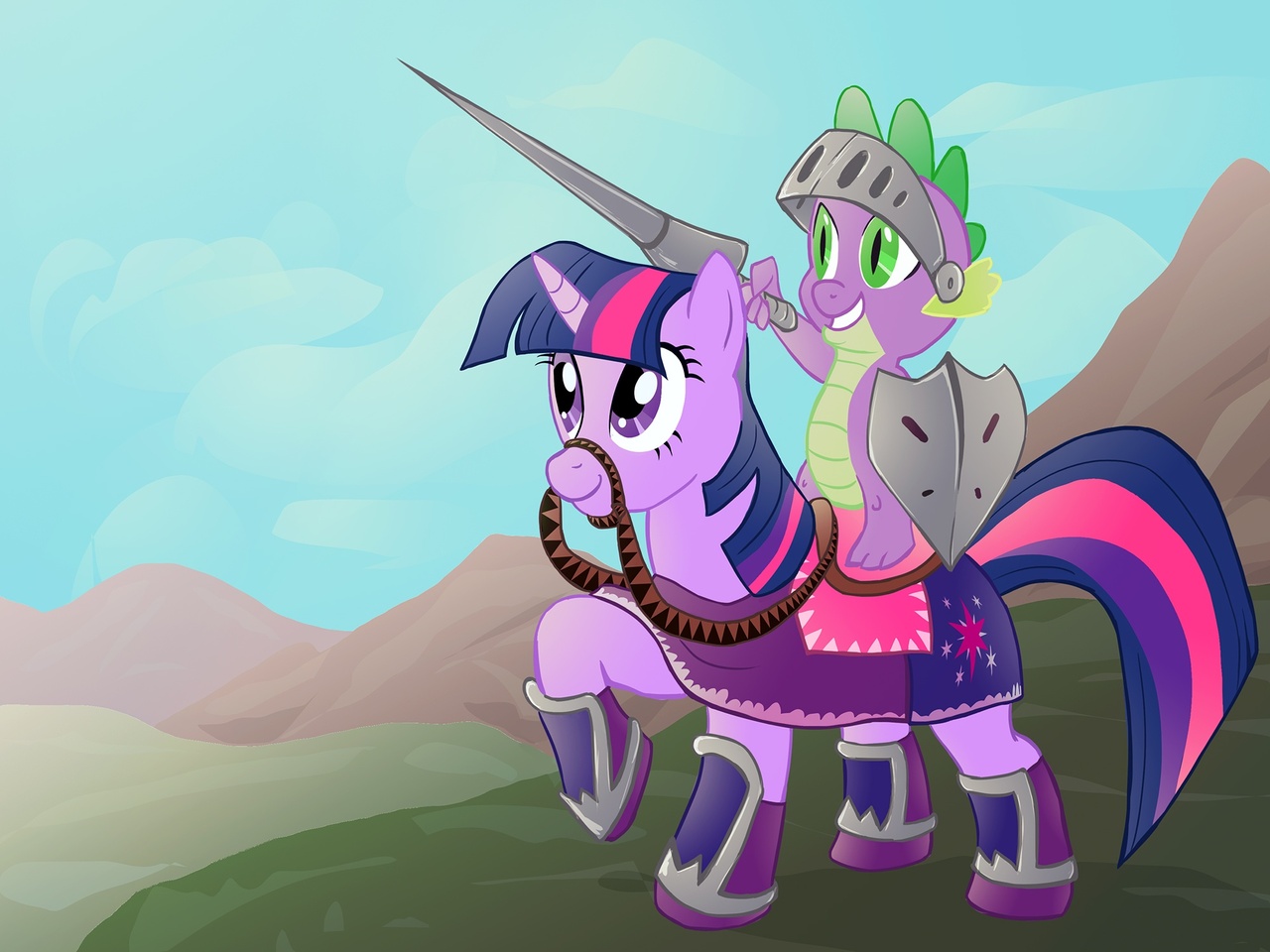 #456089 - safe, artist:majin-vegitto, spike, twilight sparkle, dragon