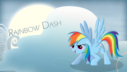 Size: 1920x1080 | Tagged: safe, artist:ashbreeze-rain, rainbow dash, g4, cloud, cloudy, female, moon, solo, vector, wallpaper