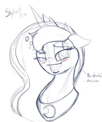 Size: 1280x1530 | Tagged: safe, artist:skyart301, princess luna, g4, blushing, drunk, female, portrait, sketch, solo