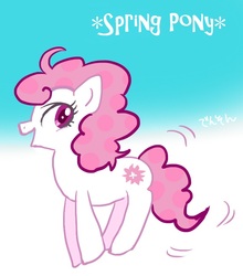 Size: 635x722 | Tagged: safe, artist:denson kamo, oc, oc only, earth pony, pony, bouncing, female, not pinkie pie, pixiv, solo