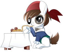 Size: 900x730 | Tagged: safe, artist:haydee, pipsqueak, earth pony, pony, g4, colt, foal, food, male, meatball, pipsqueak eating spaghetti, simple background, sitting, solo, spaghetti, squeakabetes, table, transparent background