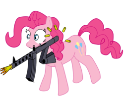 Size: 900x713 | Tagged: safe, artist:fl3tch3r2k, pinkie pie, g4, female, gun, solo