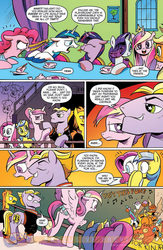 Size: 900x1384 | Tagged: safe, idw, official comic, 8-bit (g4), applejack, buck withers, diamond rose, flank thrasher, gaffer, lemony gem, pinkie pie, princess cadance, rarity, shining armor, twilight sparkle, alicorn, earth pony, pegasus, pony, unicorn, g4, neigh anything, spoiler:comic, spoiler:comic12, angry, butt, clothes, comic, devo, drums, female, heart, idw advertisement, jacket, keytar, male, mare, musical instrument, pinkie pie is not amused, plot, preview, rage, spread wings, stallion, the mystic knights of the electric stable, unamused, wings