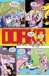 Size: 900x1384 | Tagged: safe, idw, official comic, buck withers, diamond rose, flank thrasher, fluttershy, lemony gem, princess cadance, shining armor, alicorn, earth pony, pegasus, pony, unicorn, g4, neigh anything, spoiler:comic, spoiler:comic12, clothes, comic, female, idw advertisement, jacket, male, mare, preview, speech bubble, stallion