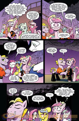 Size: 900x1384 | Tagged: safe, idw, official comic, buck withers, cheerilee, diamond rose, lemony gem, princess cadance, shining armor, silver shine, alicorn, earth pony, pegasus, pony, unicorn, g4, neigh anything, spoiler:comic, spoiler:comic12, 80s, 80s cheerilee, clothes, comic, female, idw advertisement, jacket, male, mare, preview, speech bubble, stallion