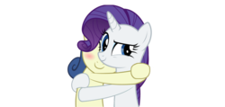 Size: 1000x474 | Tagged: safe, bon bon, rarity, sweetie drops, earth pony, pony, unicorn, g4, female, hug, mare, raribon, shipping, simple background, transparent background