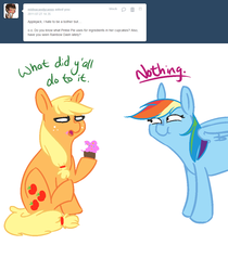 Size: 1000x1191 | Tagged: safe, applejack, rainbow dash, ask ol applejack, g4, ask, cupcake, tumblr